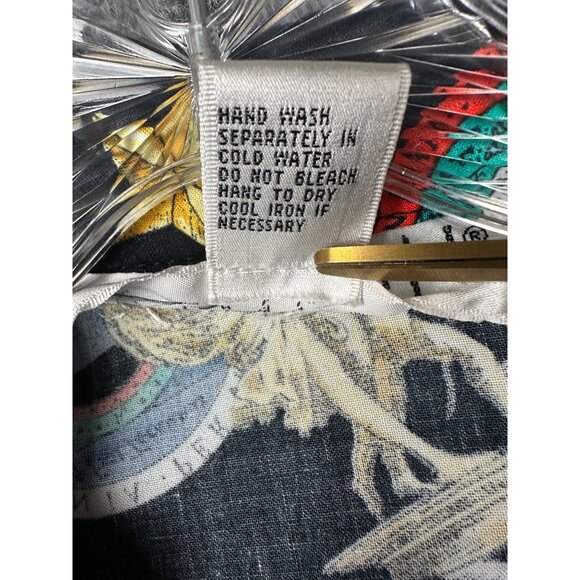 Vintage Womens Button Up Shirt Large Black Chain Medallion Baroque Old Money - Picture 4 of 12